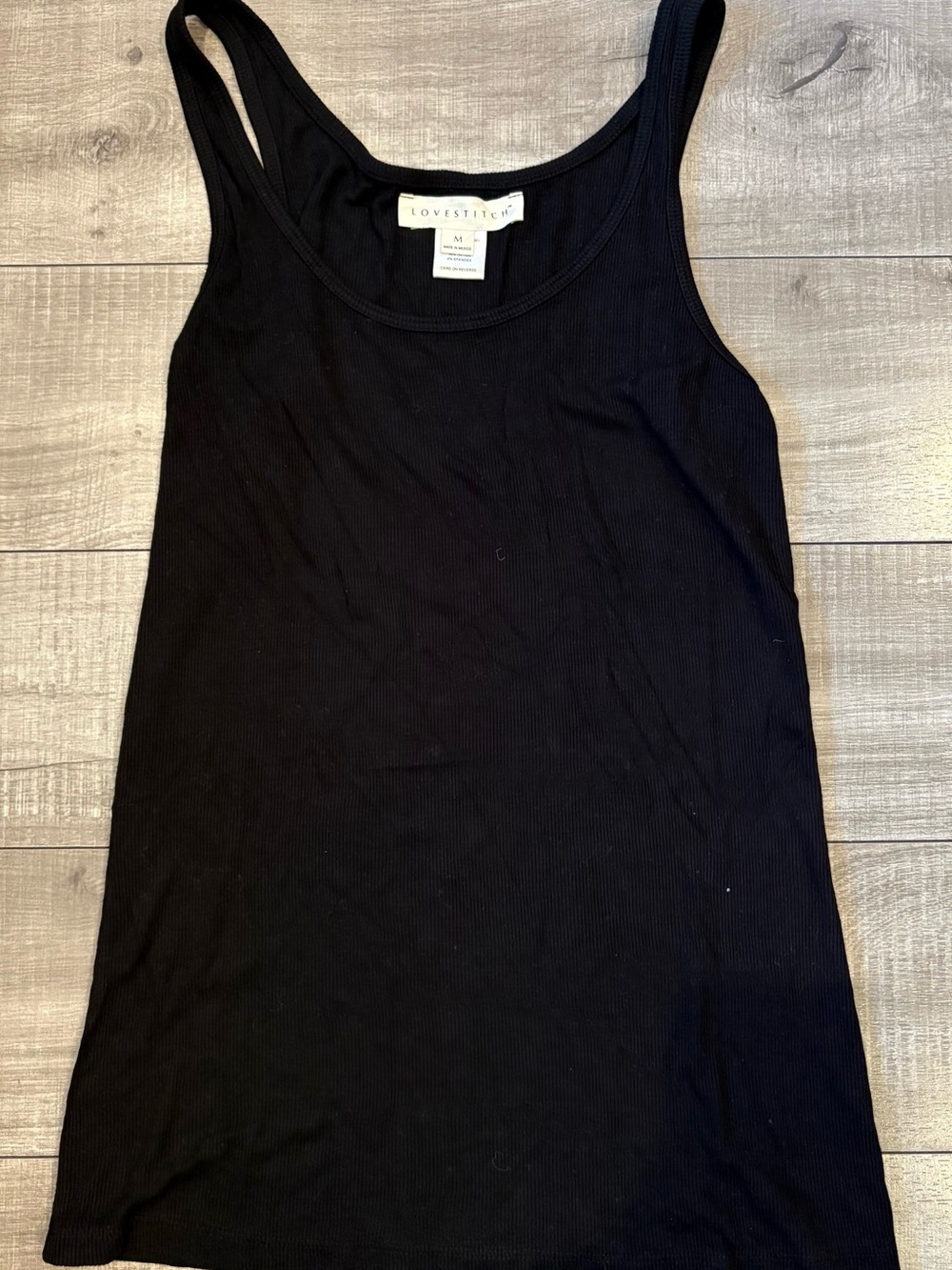 lovestitch Black Ribbed Tank Top - Sleek Scoop Neck